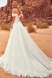 Charming Off The Shoulder Tulle Long Beach Wedding Dress, Bridal Gown for Sale HZ0509